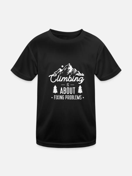 Climbing Rock Climbing Mountains - Kids Functional T-Shirt - black - Front