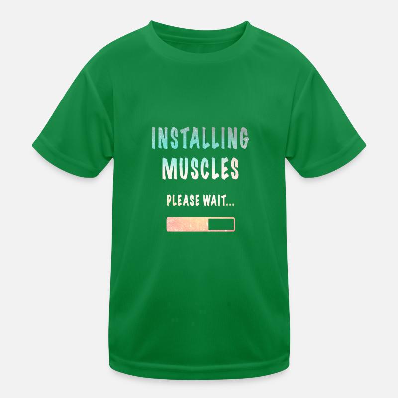 Installing muscles bodybuilding muscle funny humor T-shirt sport Enfant