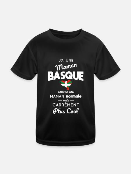 J'ai une maman Basque plus cool - T-shirt sport Enfant - noir - Devant