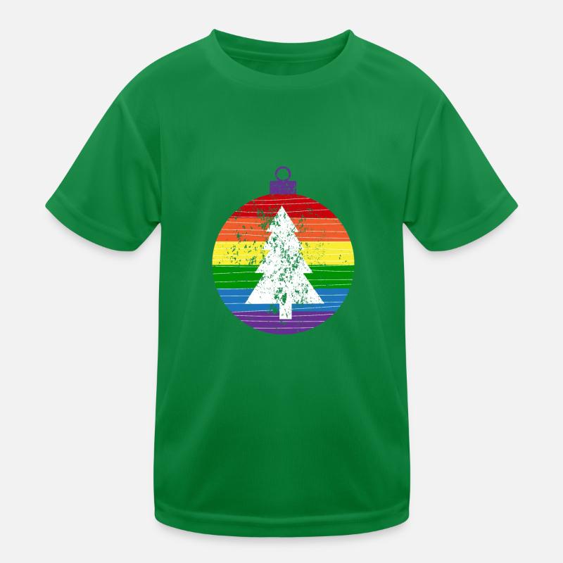 Regenbogen Weihnachtskugel Queer Gay Pride Kinder Funktions-T-Shirt