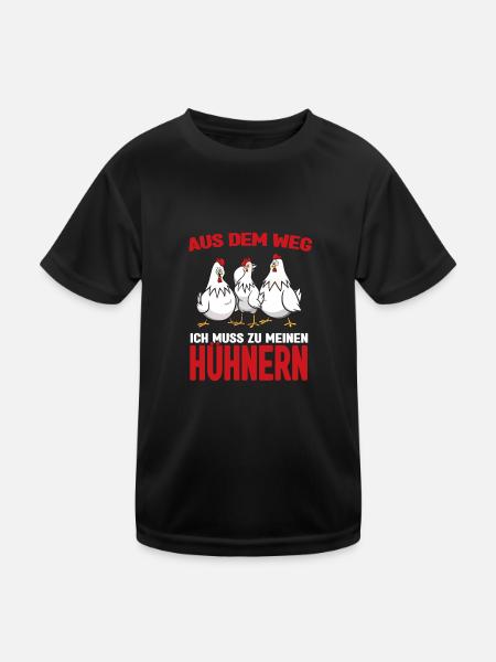 Aus dem weg - ich muss zu meinen Hühnern - Kinder Funktions-T-Shirt - Schwarz - Vorne