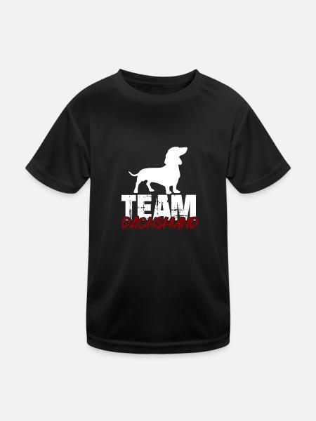 Team Dackel - Kinder Funktions-T-Shirt - Schwarz - Vorne