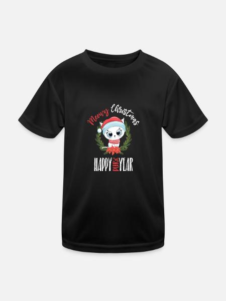 Pyjama Weihnachten - Kinder Funktions-T-Shirt - Schwarz - Vorne
