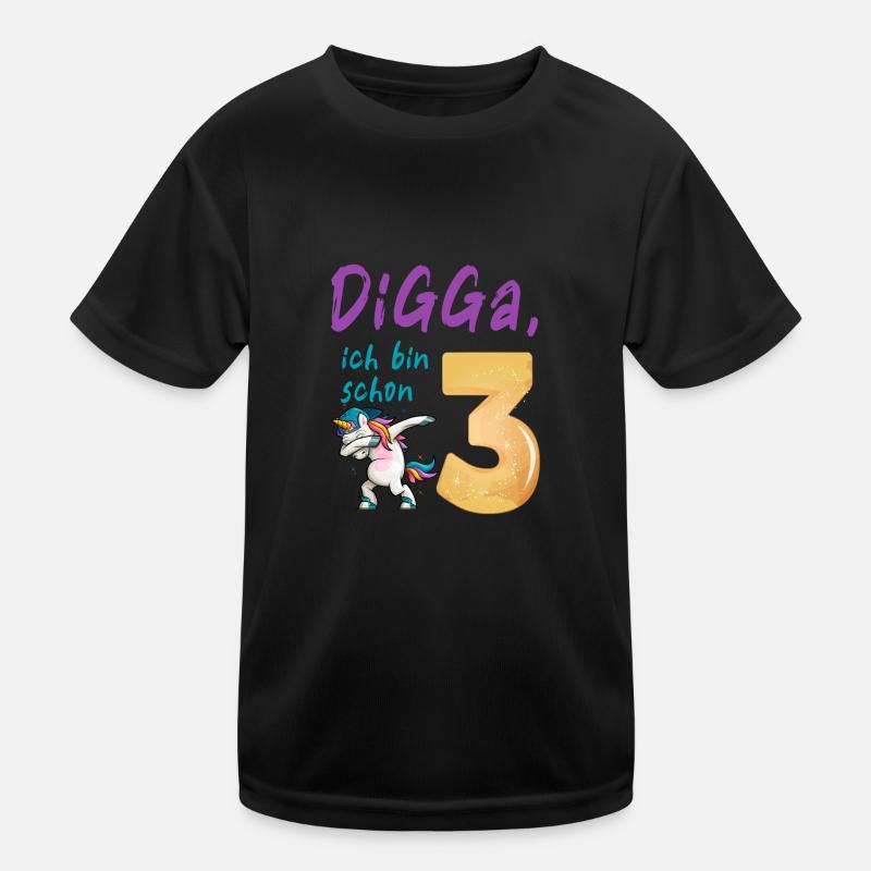 DIGGA, ich bin schon 3 - Kinder Funktions-T-Shirt - Schwarz