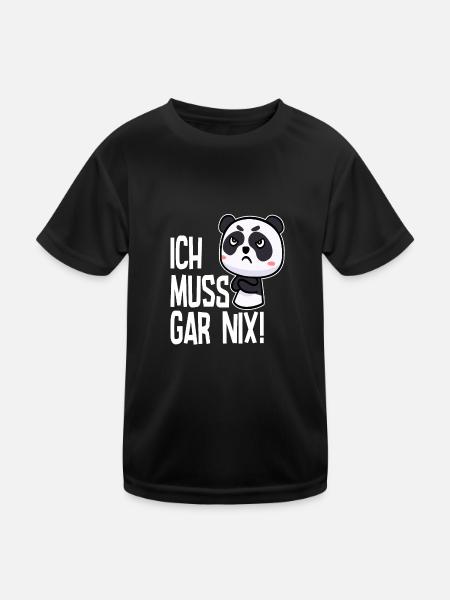 Ich muss gar nix sagt der niedliche Panda - Kinder Funktions-T-Shirt - Schwarz - Vorne