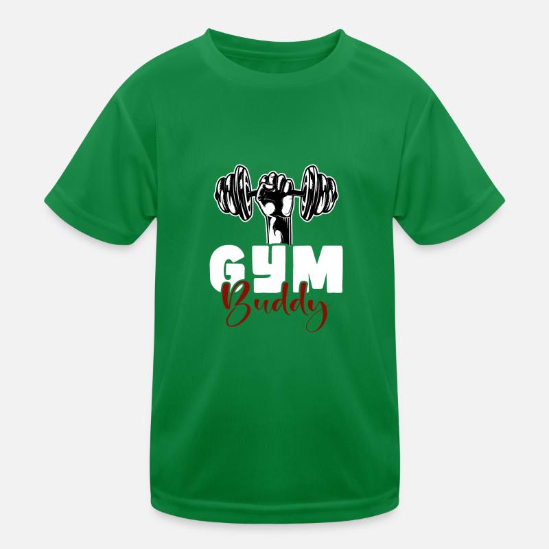 NEVER GIVE UP, GYM BUDDY Kinder Funktions-T-Shirt