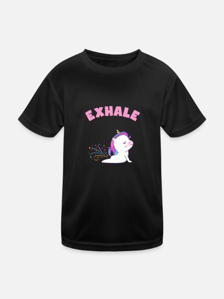 Yoga Licorne inspirer et expirer - T-shirt sport Enfant - noir - Devant