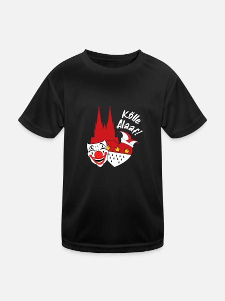 Karneval Kostüm Kölle Alaaf Clown Wappen Dom Köln - Kinder Funktions-T-Shirt - Schwarz - Vorne