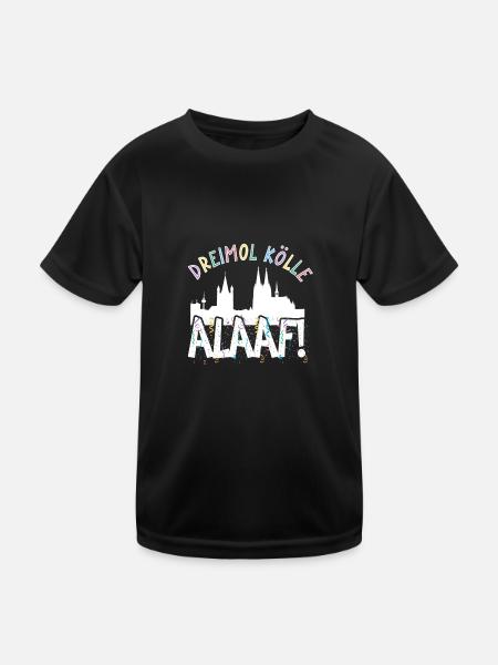 Karneval Kostüm Dreimol Kölle Alaaf Herz Köln - Kinder Funktions-T-Shirt - Schwarz - Vorne