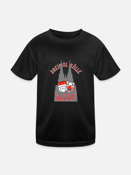 Karneval Kostüm Dreimol Kölle Alaaf Herz Köln - Kinder Funktions-T-Shirt - Schwarz - Vorne