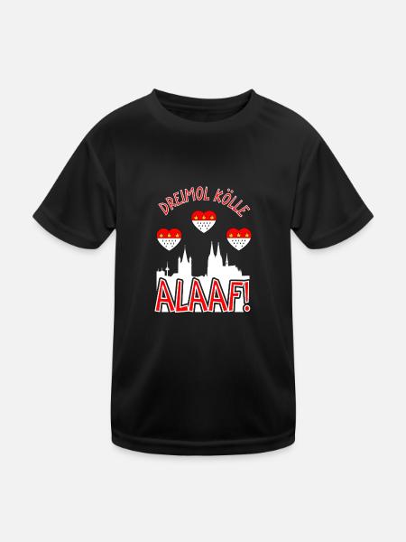 Karneval Kostüm Dreimol Kölle Alaaf Herz Köln - Kinder Funktions-T-Shirt - Schwarz - Vorne