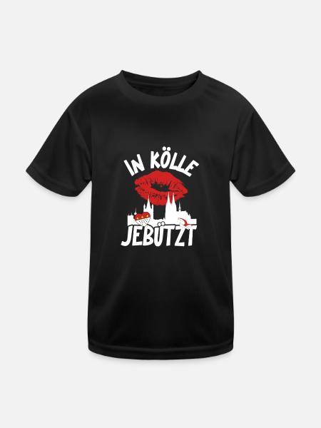Karneval Kostüm Kölle Alaaf Herz Köln jebützt - Kinder Funktions-T-Shirt - Schwarz - Vorne