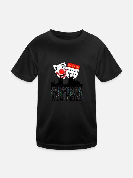 Karneval Kostüm Kölle Alaaf Köln loss mer fiere! - Kinder Funktions-T-Shirt - Schwarz - Vorne