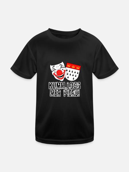 Karneval Kostüm Kölle Alaaf Köln loss mer fiere! - Kinder Funktions-T-Shirt - Schwarz - Vorne