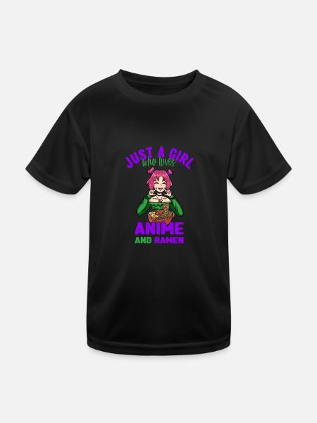 Just a girl who loves anime ramen - Kids Functional T-Shirt - black - Front