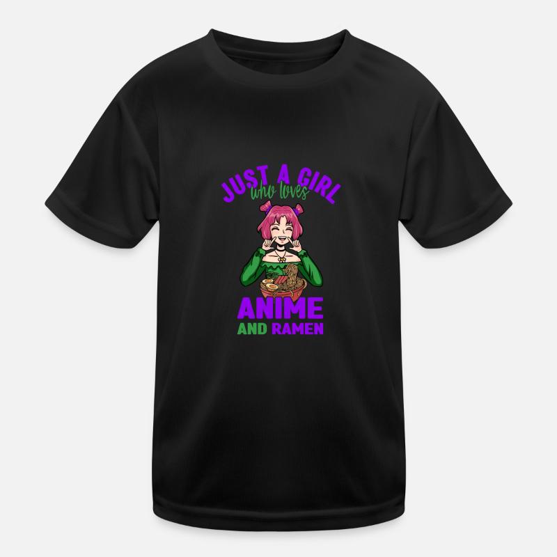 Nur ein Mädchen, das Anime-Ramen liebt Kinder Funktions-T-Shirt