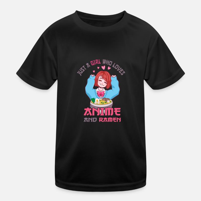 Nur ein Mädchen, das Anime-Ramen liebt Kinder Funktions-T-Shirt