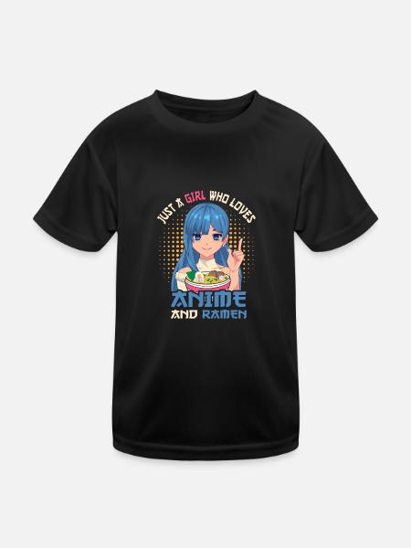 Just a girl who loves anime ramen - Kids Functional T-Shirt - black - Front