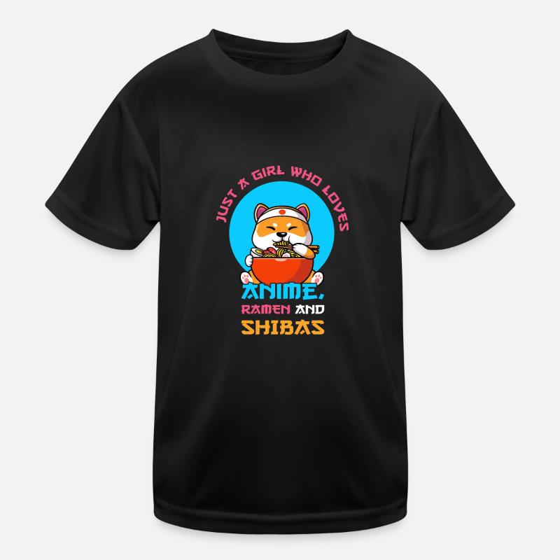Nur ein Mädchen, das Anime, Ramen und Shibas liebt Kinder Funktions-T-Shirt