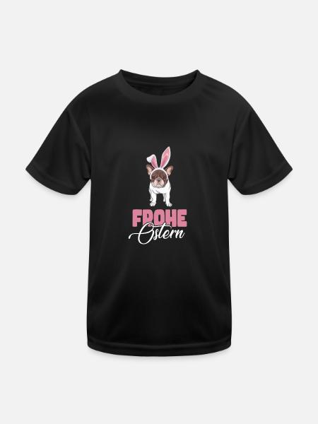 Frohe Ostern French Bulldog - Kinder Funktions-T-Shirt - Schwarz - Vorne