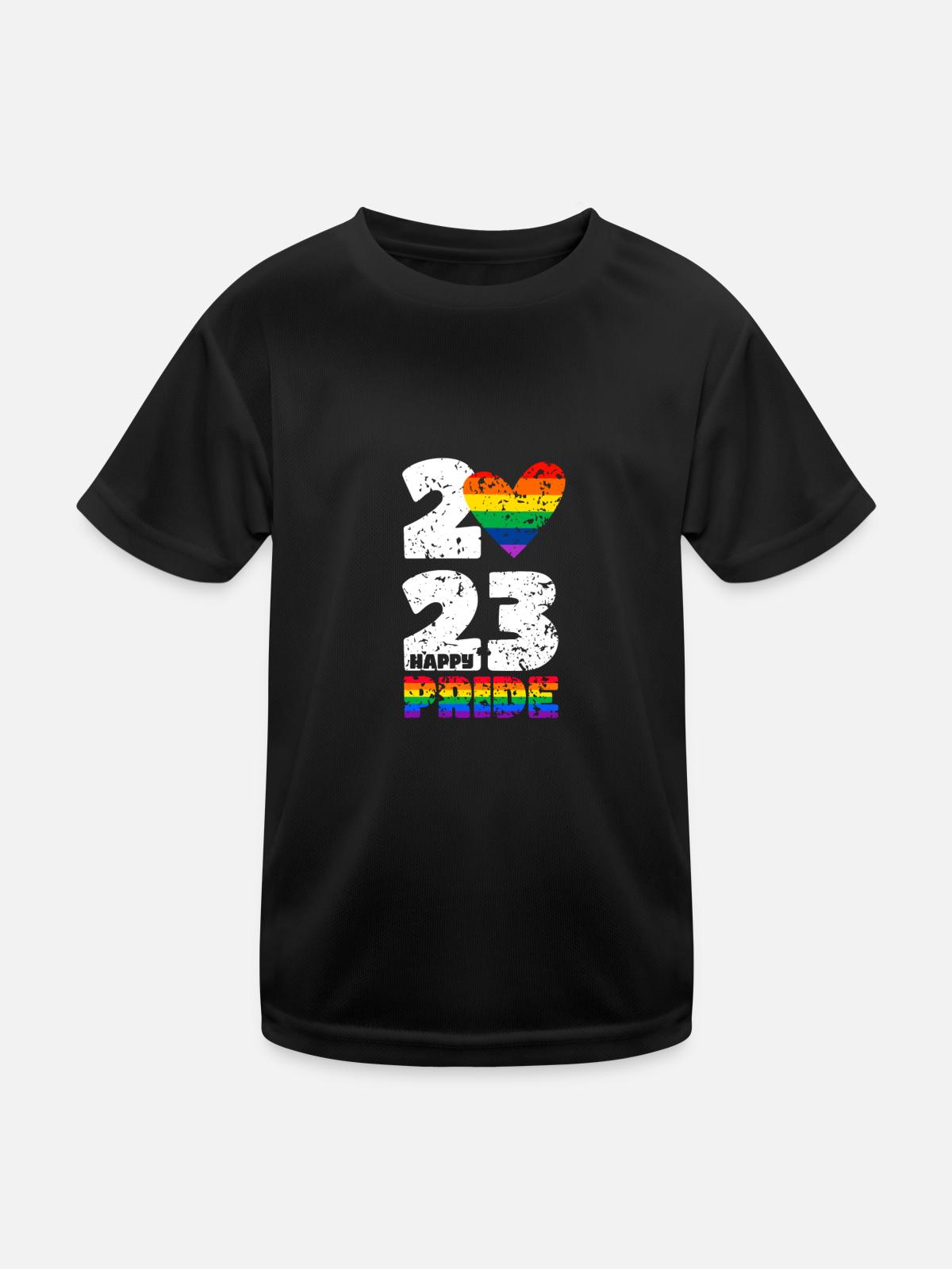 Happy Pride 2023 - Kids Functional T-Shirt - black - Front