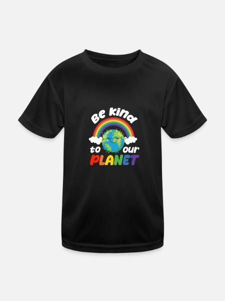 Be kind to our planet - world environment day - Kinder Funktions-T-Shirt - Schwarz - Vorne