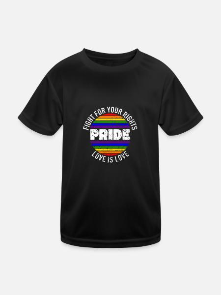 Pride LGBT Liebe gewinnt, wir sind queer und stolz - Kinder Funktions-T-Shirt - Schwarz - Vorne