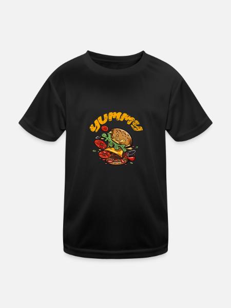 J’adore la restauration rapide, les hamburgers et les frites - T-shirt sport Enfant - noir - Devant