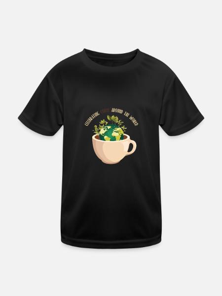 Journée mondiale du café - T-shirt sport Enfant - noir - Devant