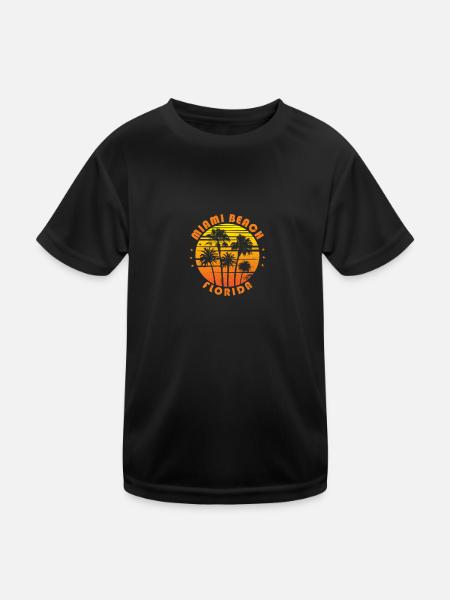 Rétro Miami Beach Floride Souvenir Vintage Palm - T-shirt sport Enfant - noir - Devant