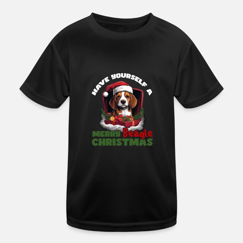 Merry Christmas Beagle Kids Functional T-Shirt