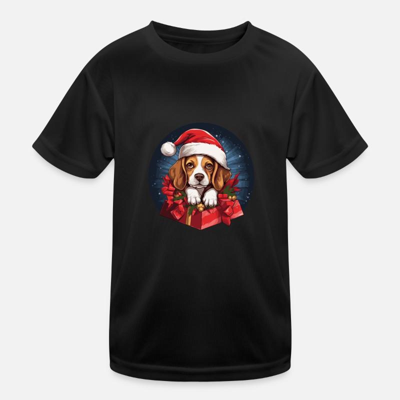 Merry Christmas Beagle Kids Functional T-Shirt