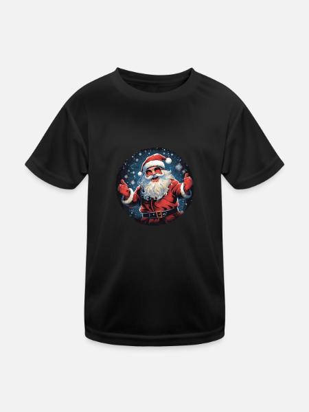 Funny Santa Claus for Christmas - Kids Functional T-Shirt - black - Front
