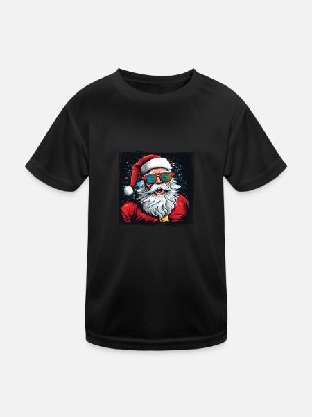Funny Santa Claus for Christmas - Kids Functional T-Shirt - black - Front