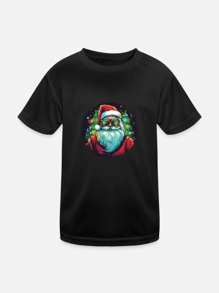 Funny Santa Claus for Christmas - Kids Functional T-Shirt - black - Front