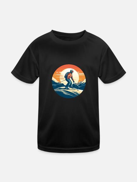 Snowboardung und Skifahren und dann Aprés-Ski - Kinder Funktions-T-Shirt - Schwarz - Vorne