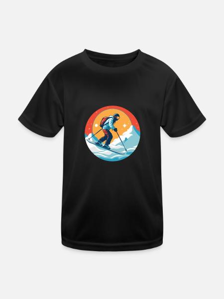 Snowboardung und Skifahren und dann Aprés-Ski - Kinder Funktions-T-Shirt - Schwarz - Vorne