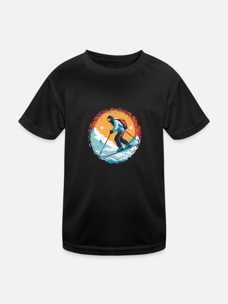 Snowboardung und Skifahren und dann Aprés-Ski - Kinder Funktions-T-Shirt - Schwarz - Vorne
