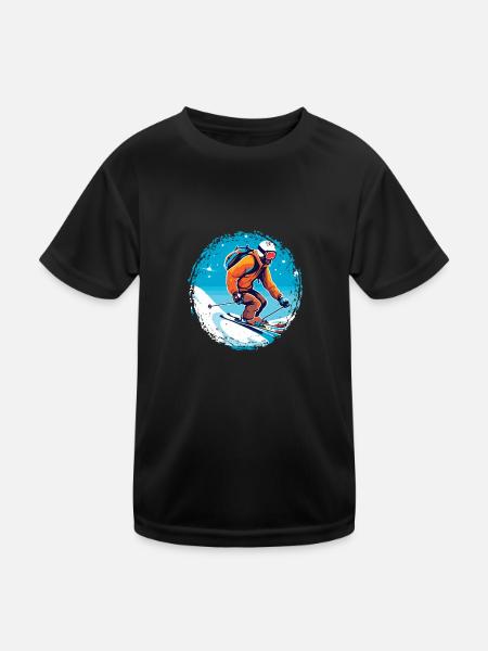 Snowboardung und Skifahren und dann Aprés-Ski - Kinder Funktions-T-Shirt - Schwarz - Vorne