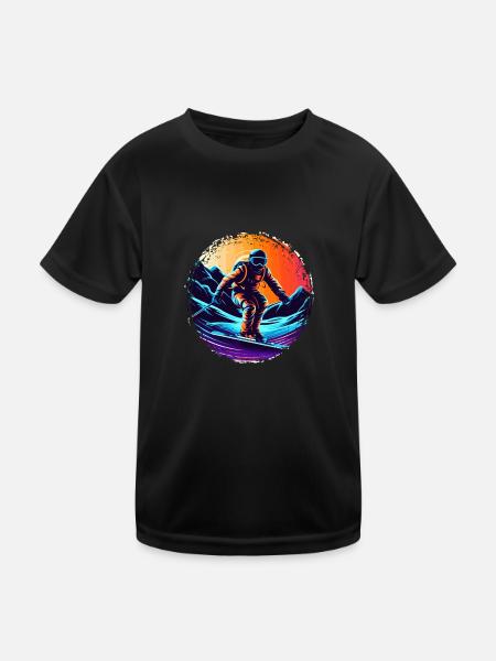 Snowboarden oder Skifahren und dann Après-Ski - Kinder Funktions-T-Shirt - Schwarz - Vorne