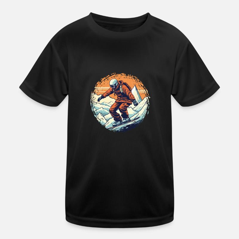 Snowboarden oder Skifahren und dann Après-Ski - Kinder Funktions-T-Shirt - Schwarz