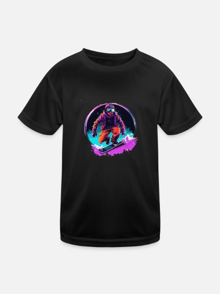Snowboarding or skiing and then après ski - Kids Functional T-Shirt - black - Front