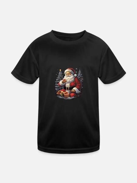 Funny Santa Claus for Christmas - Kids Functional T-Shirt - black - Front