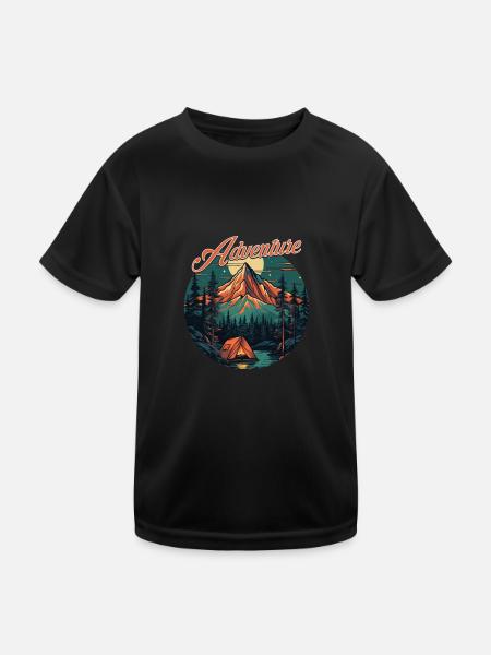 Wald-Natur-Trekking-Abenteuer - Kinder Funktions-T-Shirt - Schwarz - Vorne