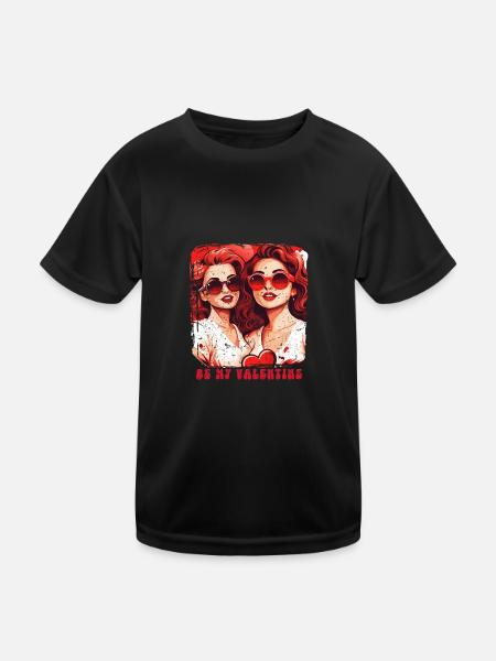 Valentinstag-Outfit für Sie und Sie in Liebe - Kinder Funktions-T-Shirt - Schwarz - Vorne
