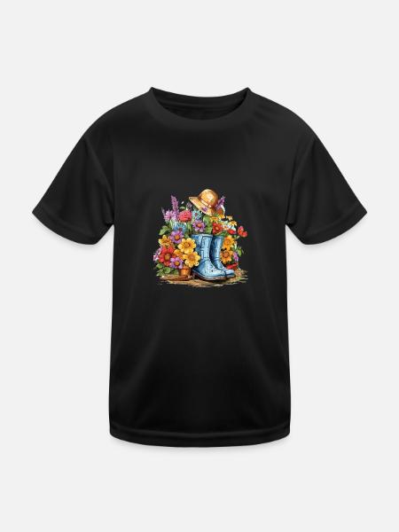Die Freude eines Gartenliebhabers - Kinder Funktions-T-Shirt - Schwarz - Vorne