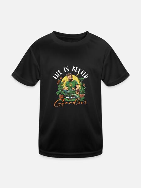 Die Freude eines Gartenliebhabers - Kinder Funktions-T-Shirt - Schwarz - Vorne