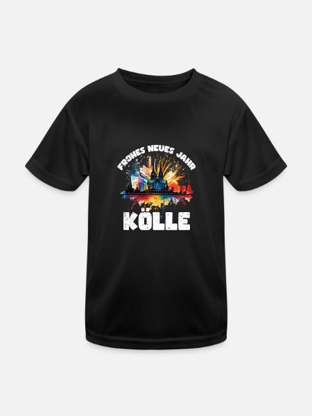 Frohes Neues Jahr mit Feuerwerk in Köln - Kinder Funktions-T-Shirt - Schwarz