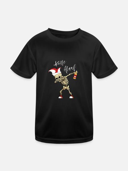 Carnival Kölle Alaaf Dabbing Skeleton Fun - Kids Functional T-Shirt - black - Front