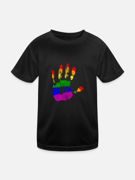 Rainbow Connection Embrace, Happy Pride - Kinder Funktions-T-Shirt - Schwarz - Vorne